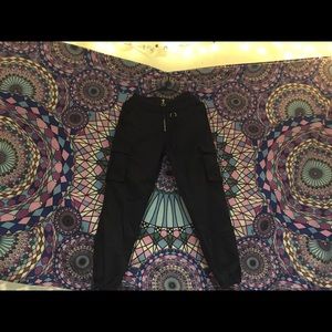 Black Cargo Pants W/ O-Ring Zip